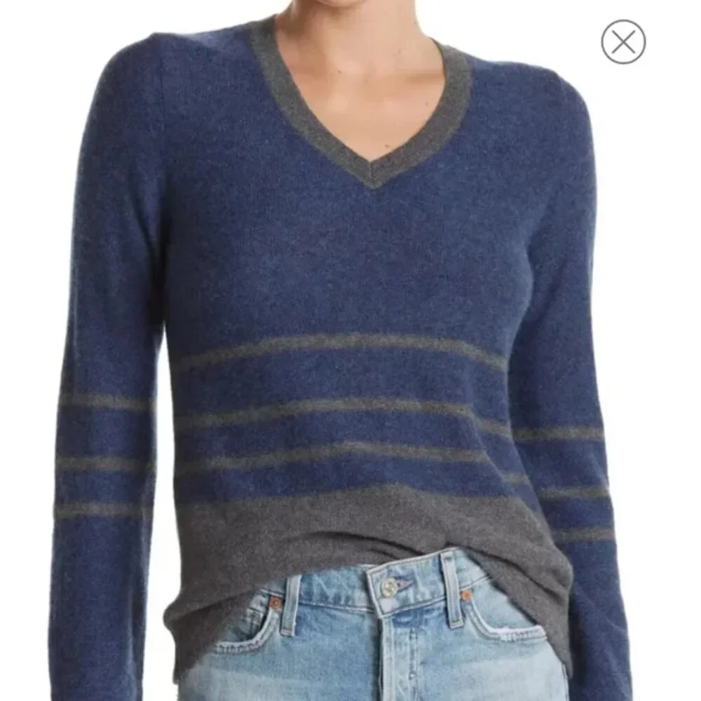 Women's Griffen Cashmere Blue/Grey Sweater Sz XL